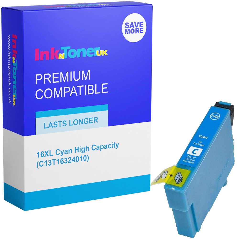 Premium Compatible Epson 16XL Cyan High Capacity Ink Cartridge (C13T16324010) T1632 Pen and Crossword
