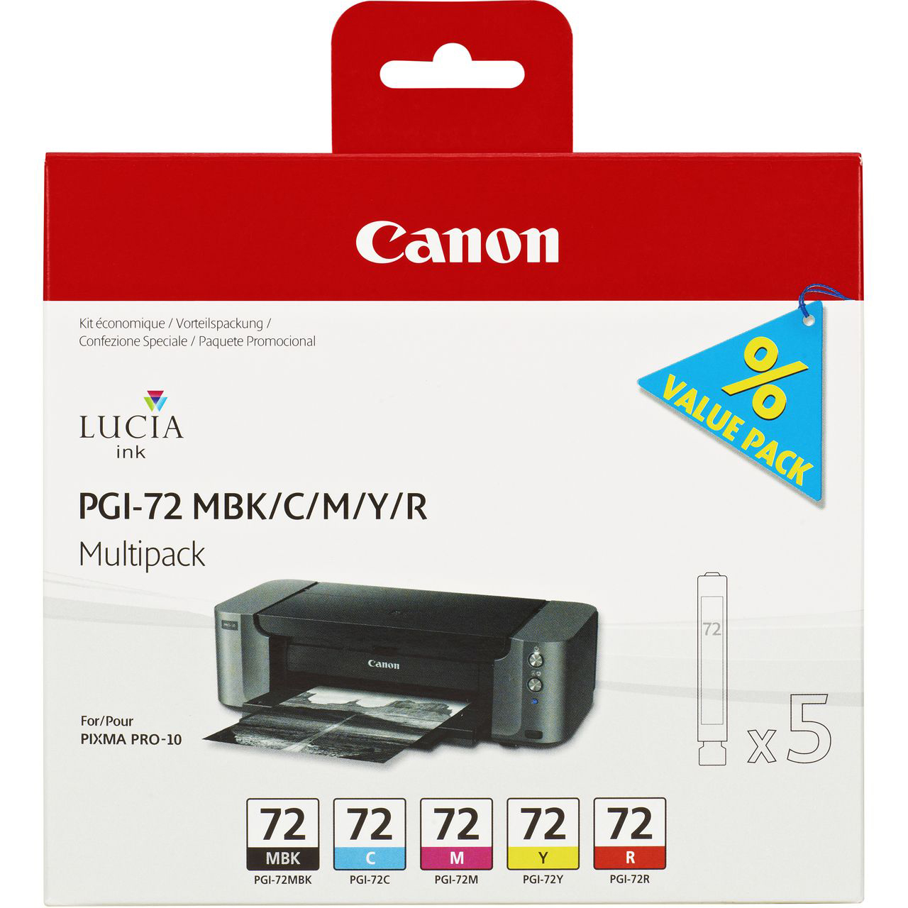 Original Canon PGI-72 C, M, Y, MBK, R Multipack Ink Cartridges (6402B009)