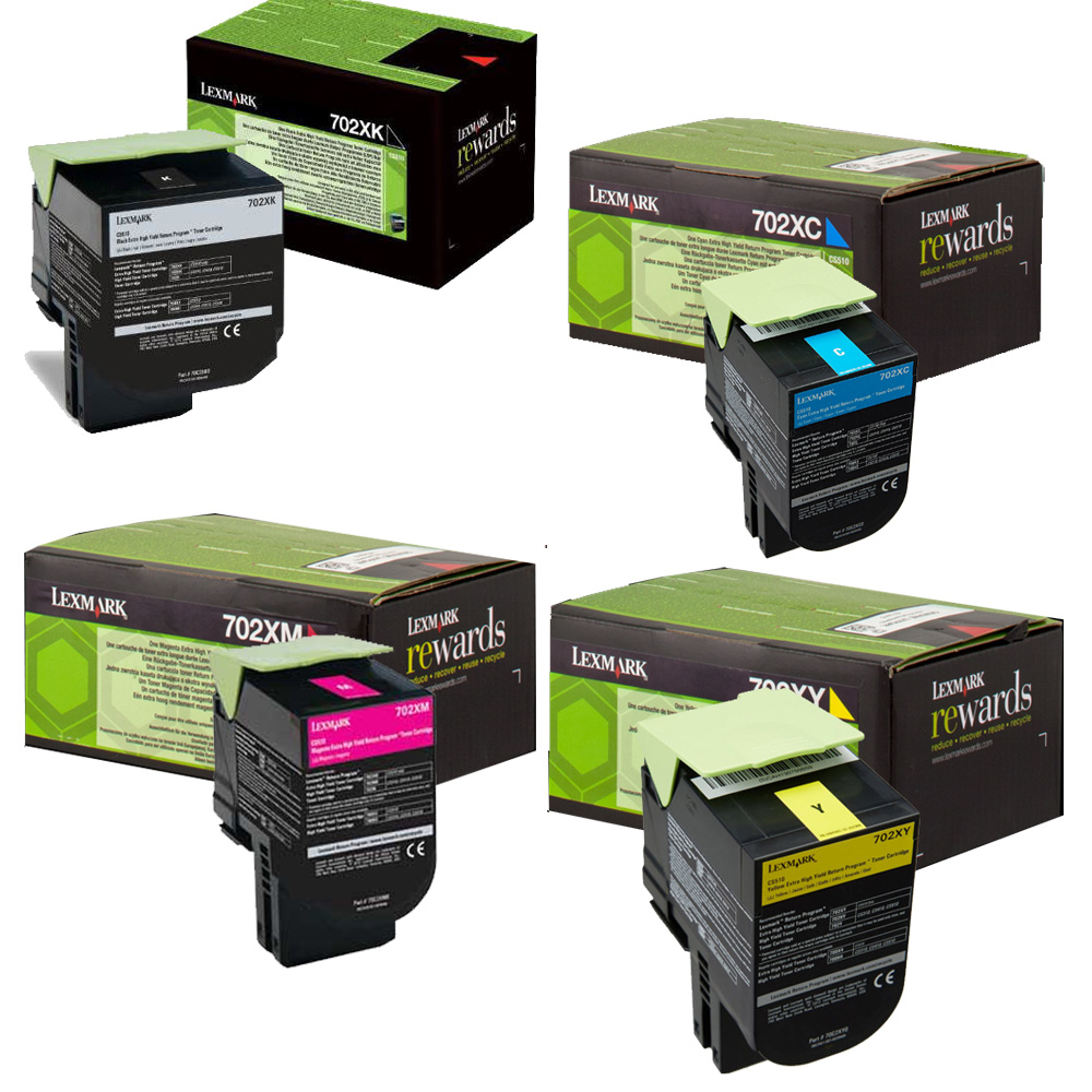 Original Lexmark 702X CMYK Multipack Extra High Capacity Toner Cartridges (70C2XK0/ 70C2XY0/ 70C2XM0/ 70C2XC0)