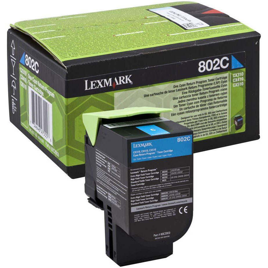 Original Lexmark 802C Cyan Toner Cartridge (80C20C0)