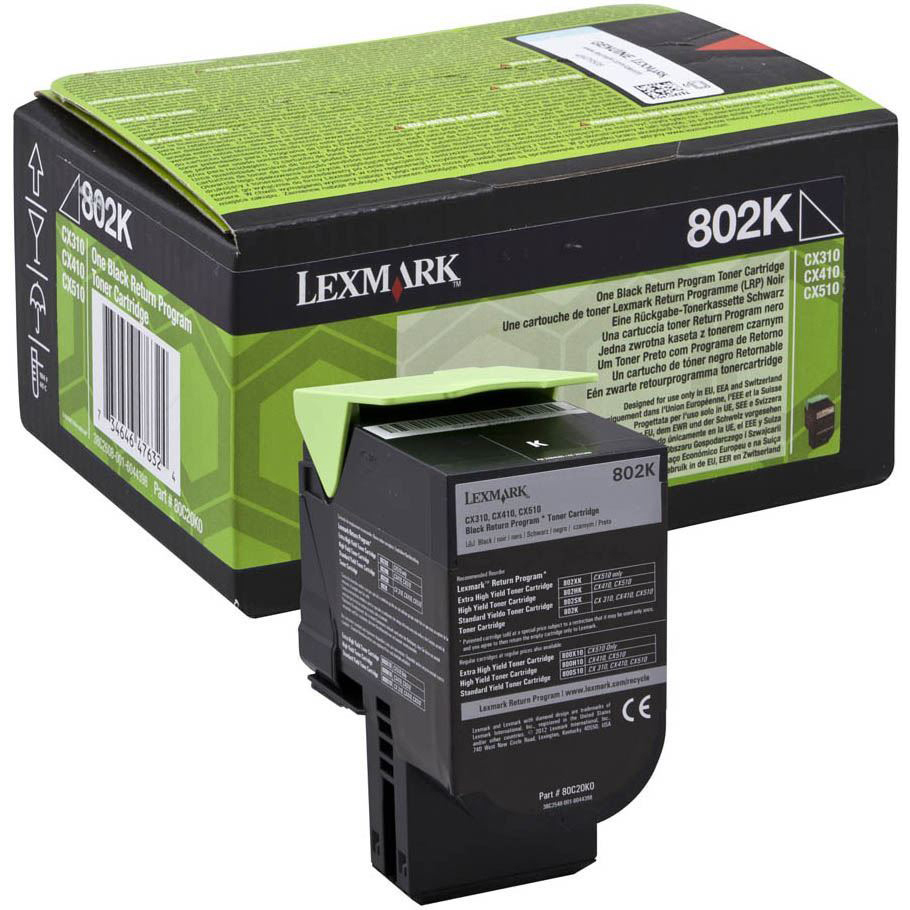 Original Lexmark 802K Black Toner Cartridge (80C20K0)