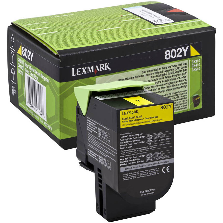 Original Lexmark 802Y Yellow Toner Cartridge (80C20Y0)