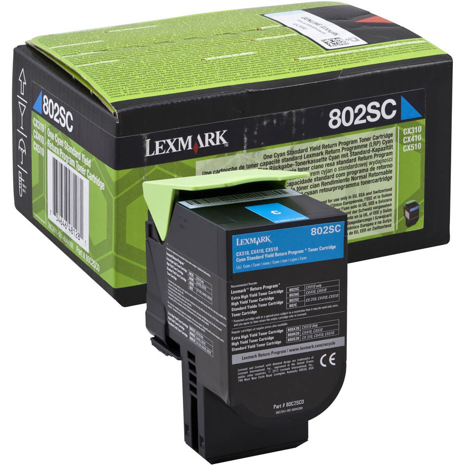 Original Lexmark 802SC Cyan Toner Cartridge (80C2SC0)