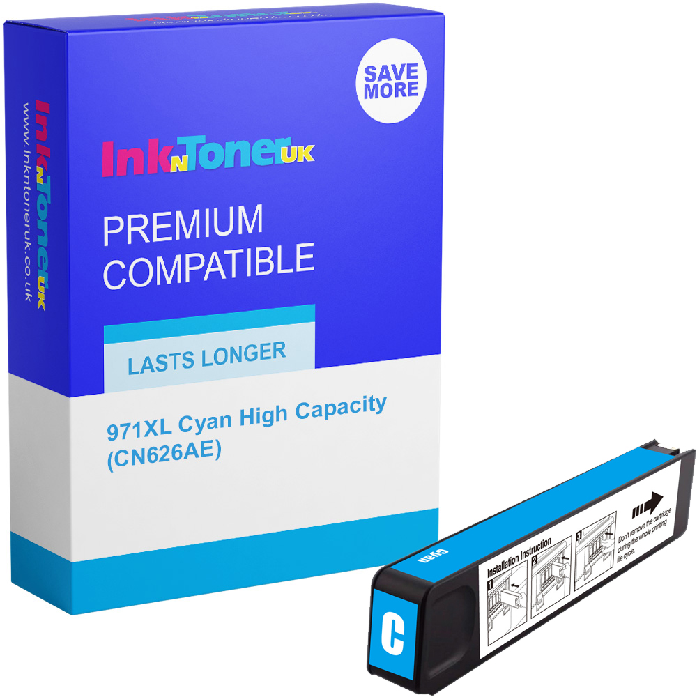 Premium Compatible HP 971XL Cyan High Capacity Ink Cartridge (CN626AE)