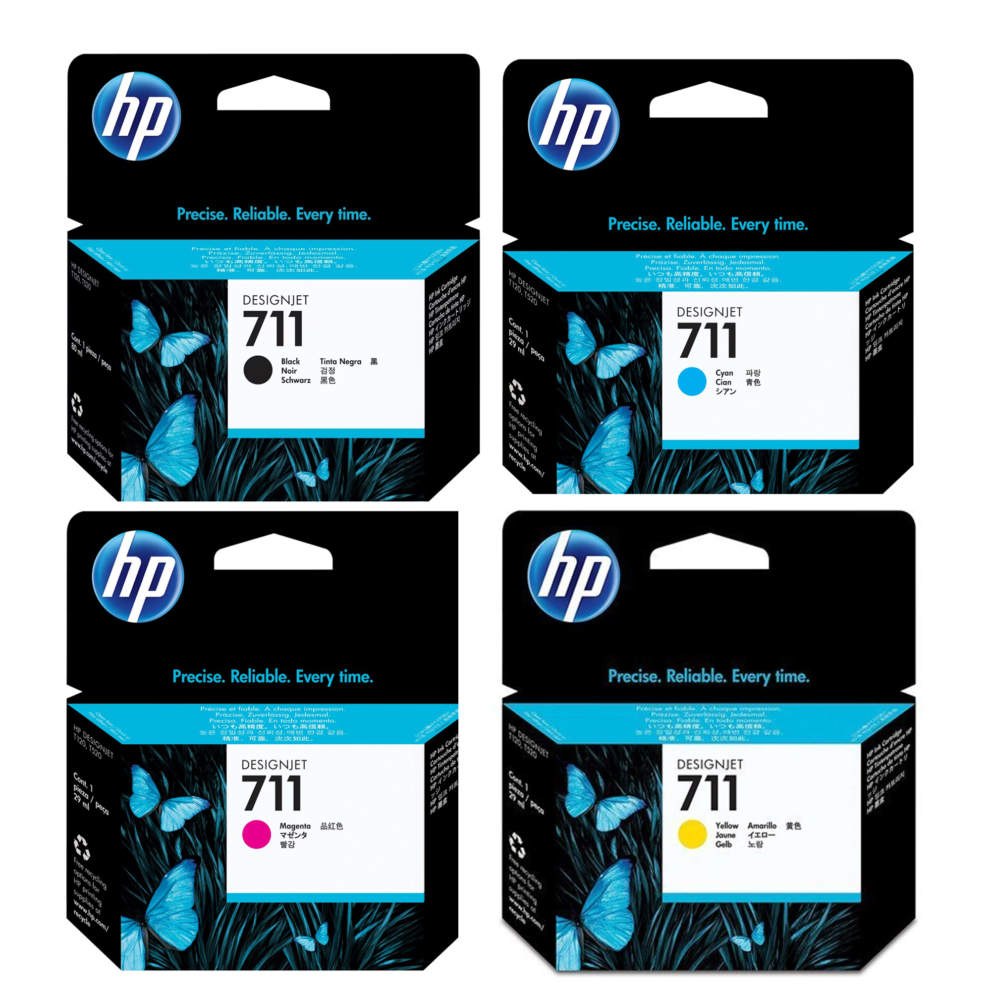 Original HP 711 CMYK Multipack Ink Cartridges (CZ133A / CZ130A / CZ131A / CZ132A)