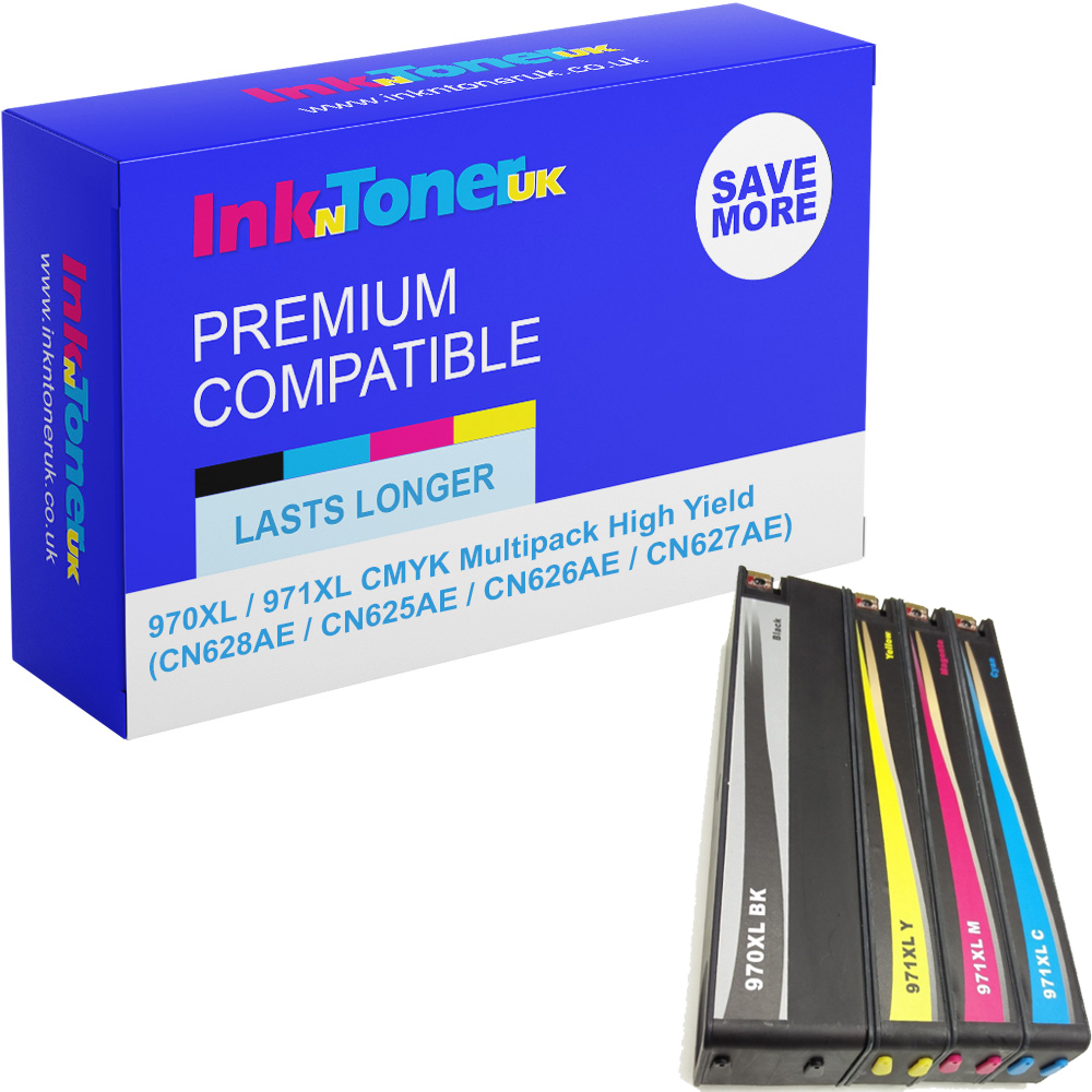 Premium Compatible HP 970XL / 971XL CMYK Multipack High Capacity Ink Cartridges (CN628AE / CN625AE / CN626AE / CN627AE)