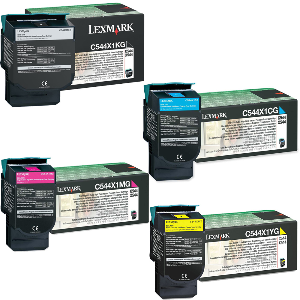 Original Lexmark C544X1 CMYK Multipack Extra High Capacity Toner Cartridges (C544X1CG/ C544X1MG/ C544X1YG/ C544X1KG)