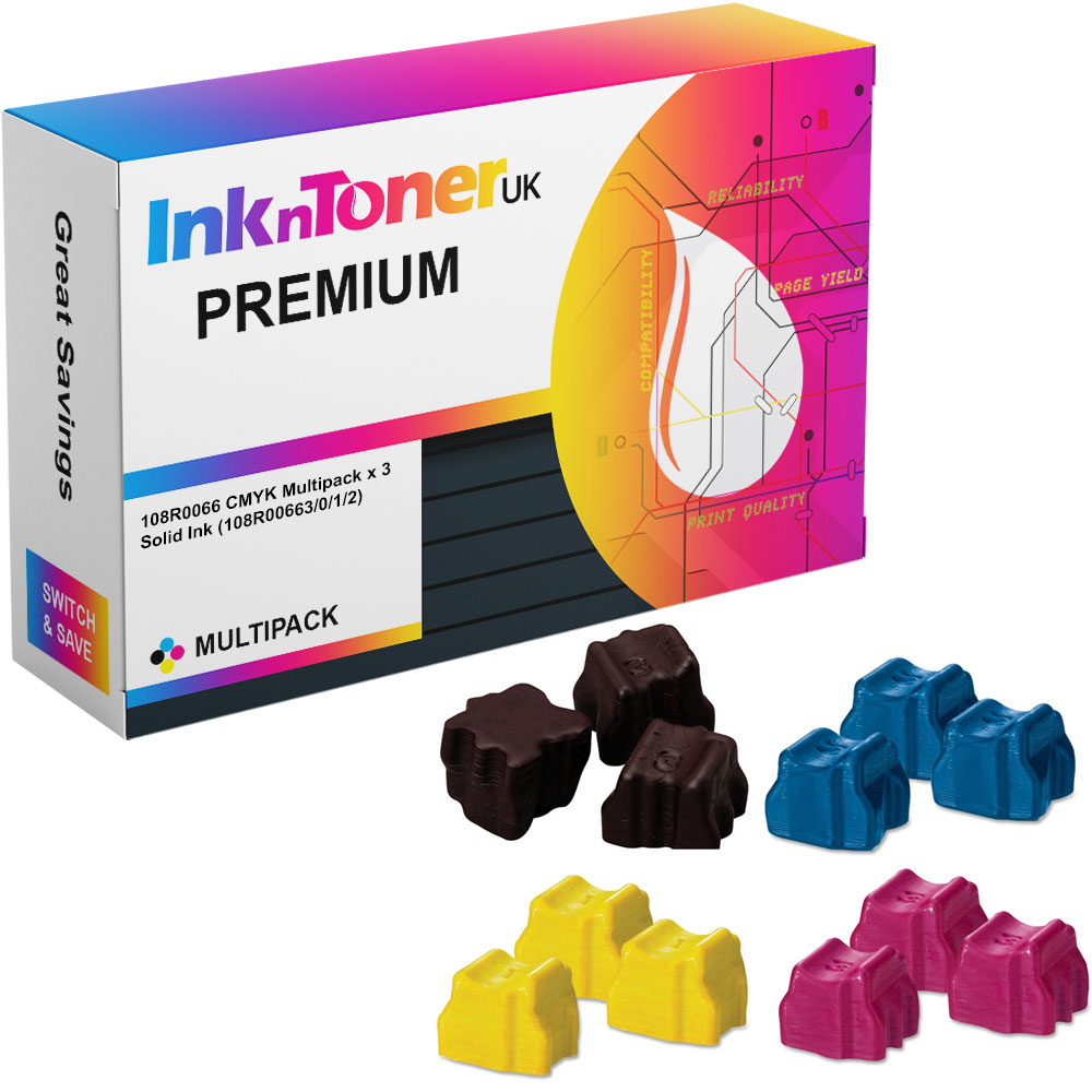 Premium Compatible Xerox 108R0066 CMYK Multipack x 3 Solid Ink (108R00663/0/1/2)