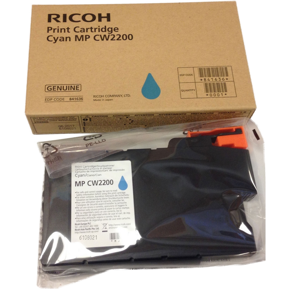 Original Ricoh 841636 Cyan Ink Cartridge (841636 841640)