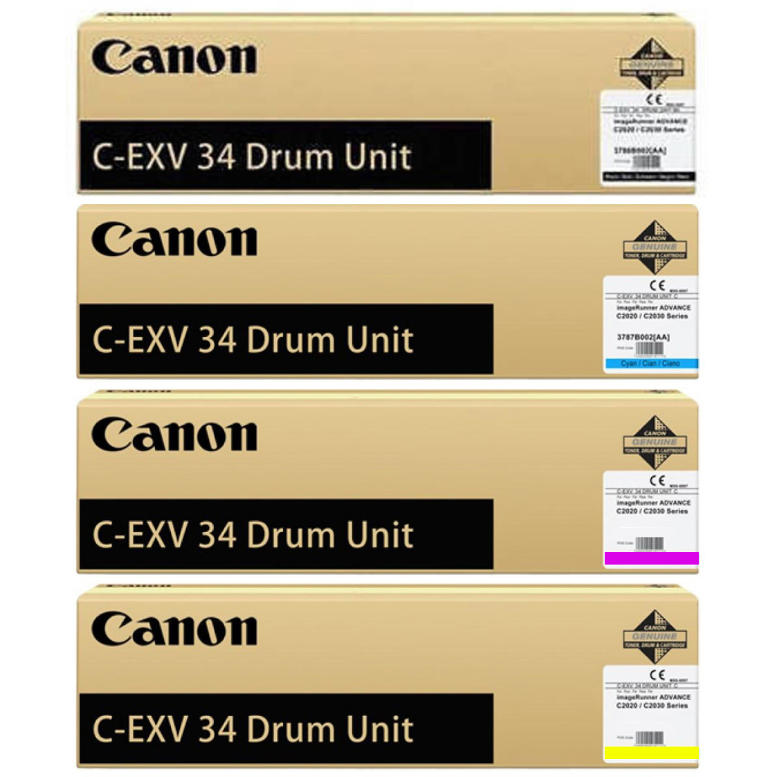 Original Canon C-EXV34 CMYK Multipack Drum Units (3786B003/ 3787B003/ 3788B003/ 3789B003)
