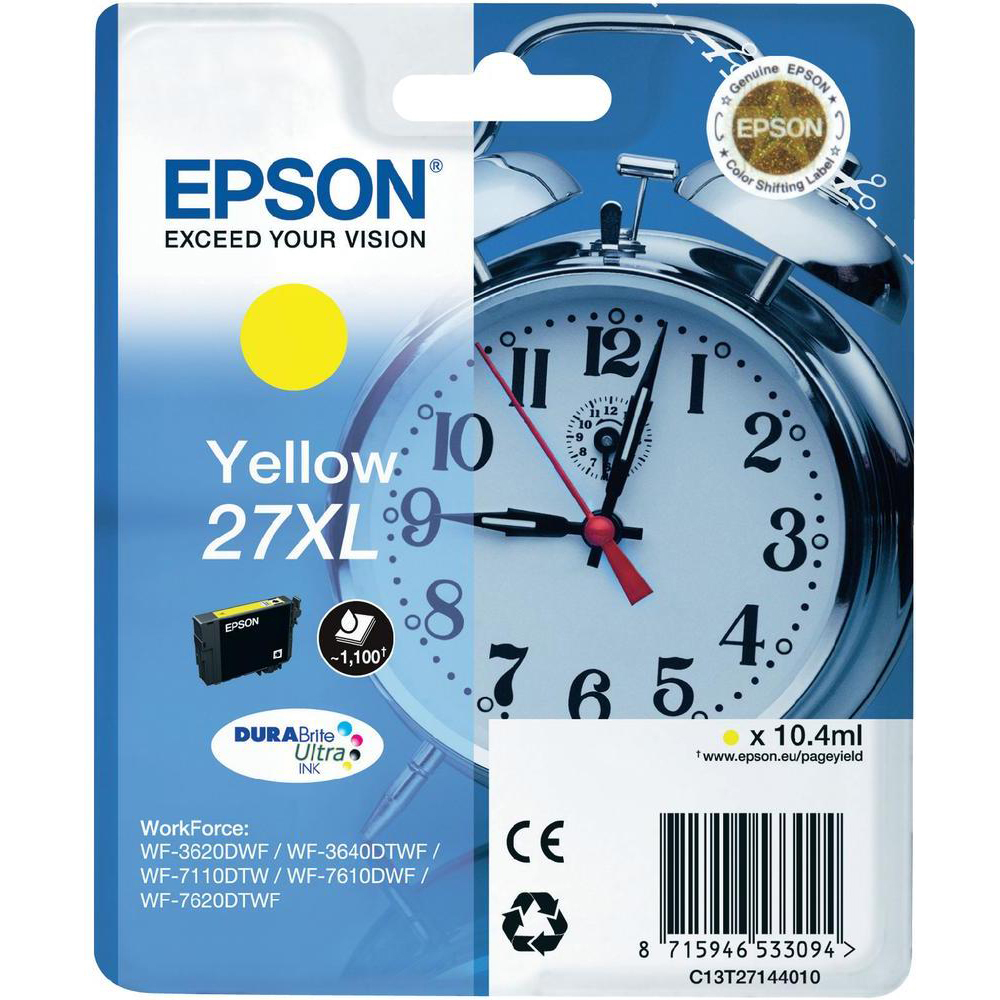 Original Epson 27XL Yellow High Capacity Ink Cartridge (C13T27144010) T2714 Alarm Clock