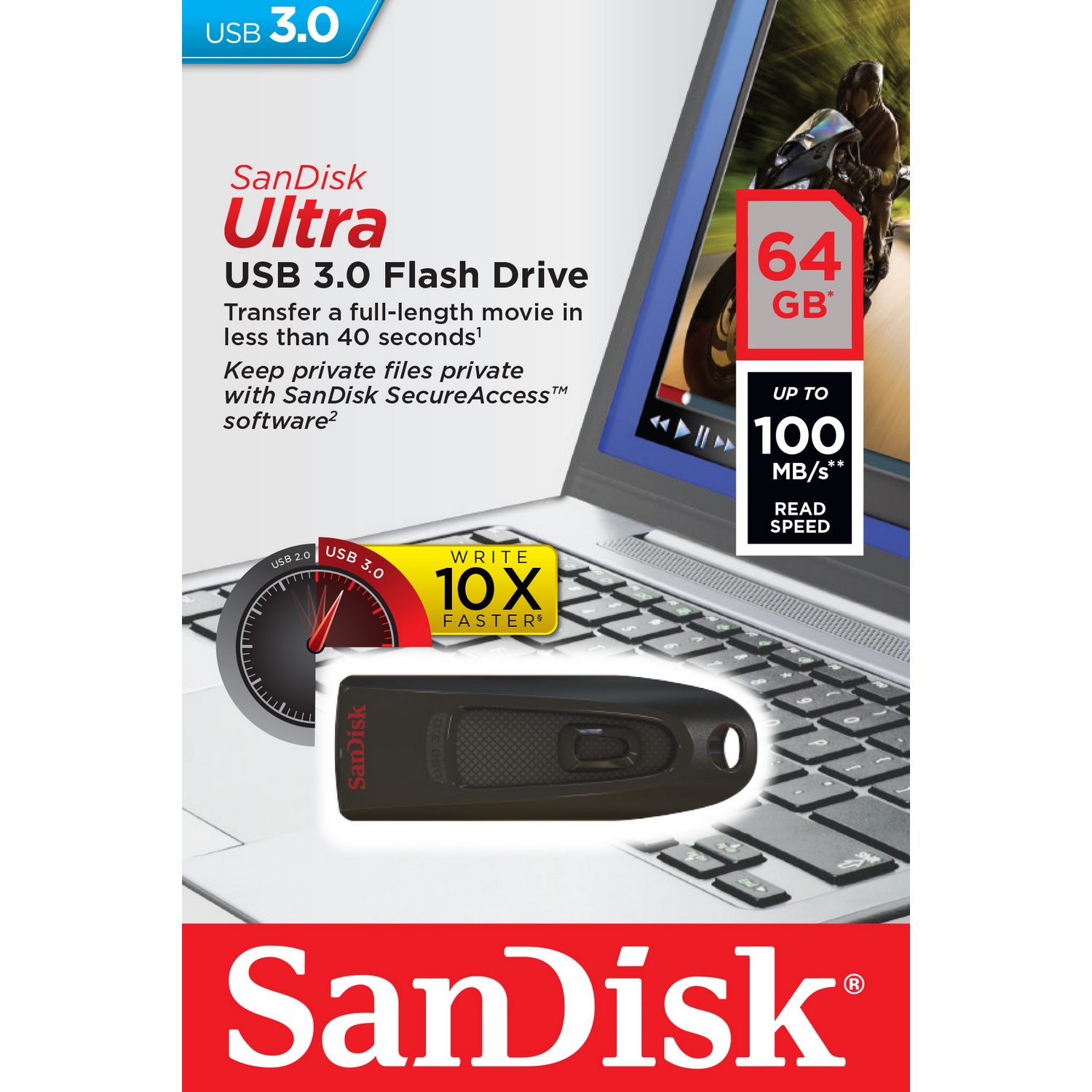 Original SanDisk Ultra 64GB USB 3.0 Flash Drive (SDCZ48-064G-U46)