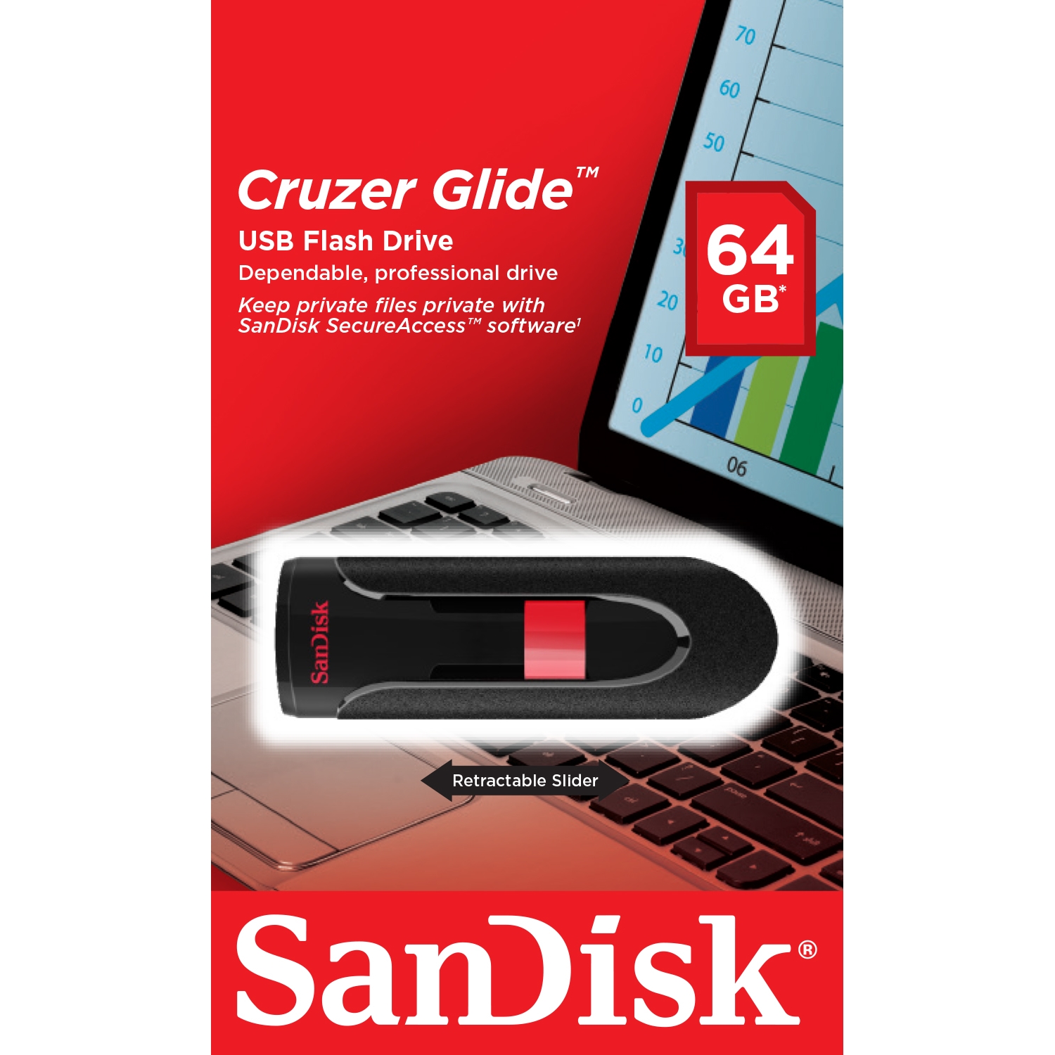 Original SanDisk Cruzer Glide 64GB USB 2.0 Flash Drive (SDCZ60-064G-B35)