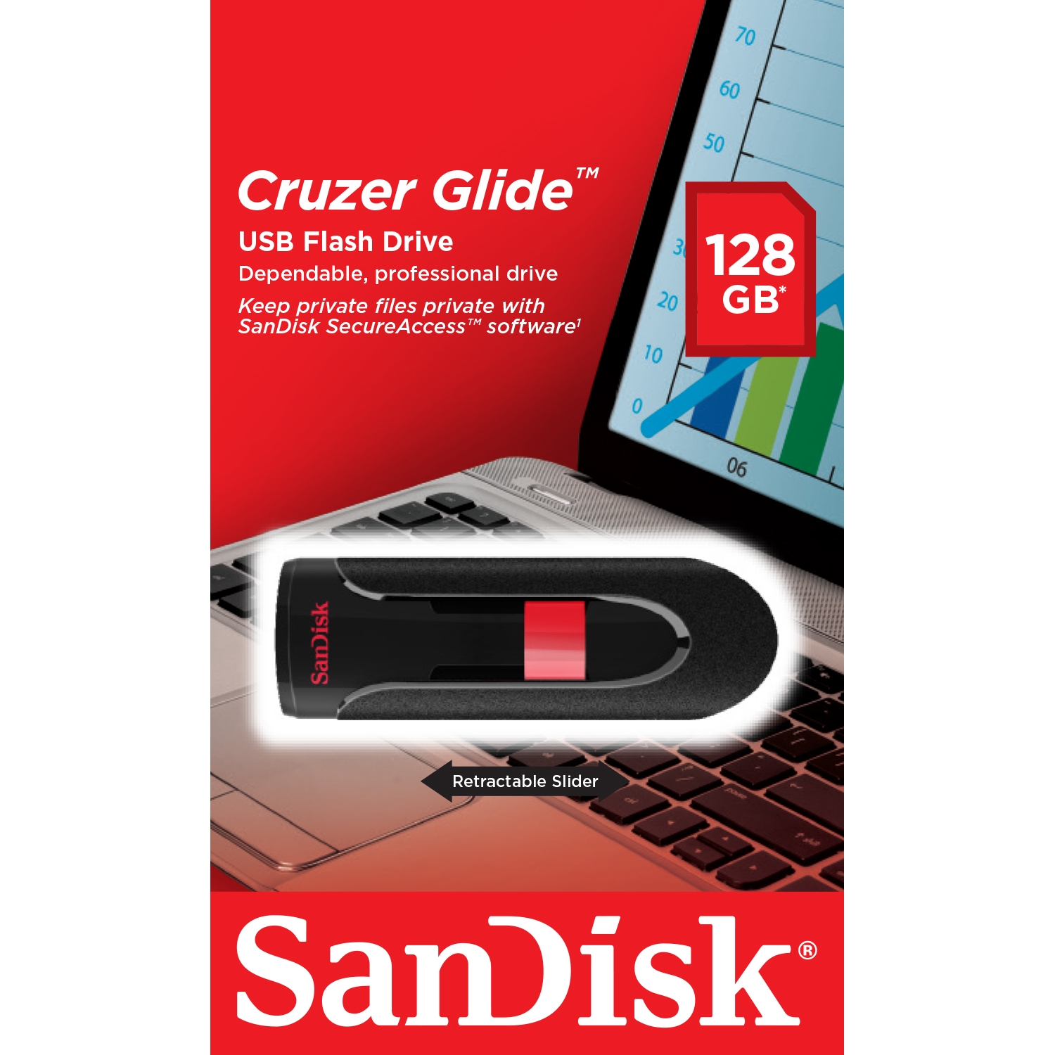 Original SanDisk Cruzer Glide 128GB USB 2.0 Flash Drive (SDCZ60-128G-B35)