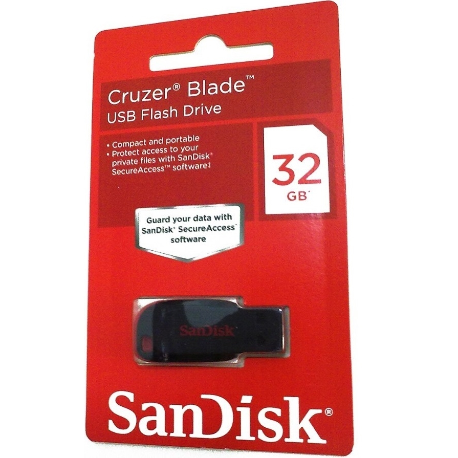 Original SanDisk Cruzer Blade 32GB USB 2.0 Flash Drive (SDCZ50-032G-B35)