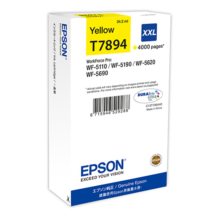 Original Epson T7894XXL Yellow Extra High Capacity Ink Cartridge (C13T789440)