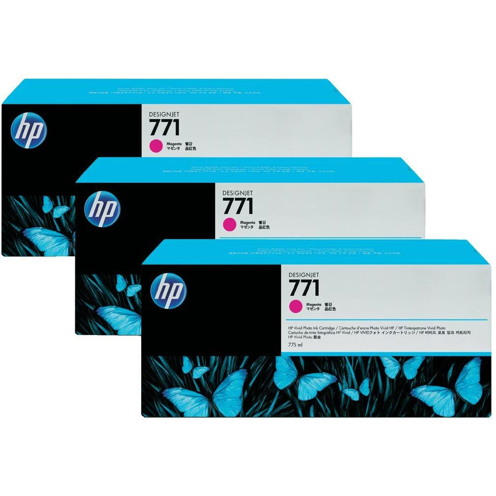 Original HP 771 Magenta Triple Pack Ink Cartridges (B6Y33A)