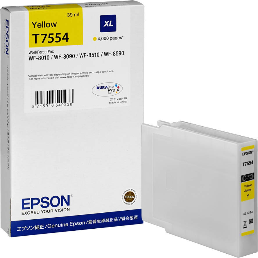 Original Epson T7554XL Yellow High Capacity Ink Cartridge (C13T755440)