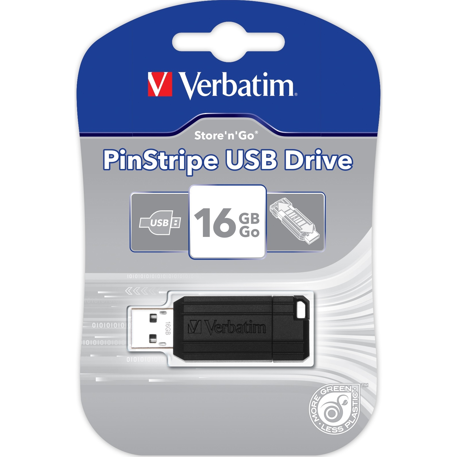 Original Verbatim Black PinStripe 16GB USB 2.0 Flash Drive (49063)