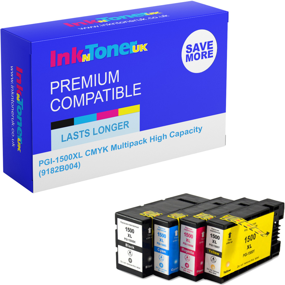 Premium Compatible Canon PGI-1500XL CMYK Multipack High Capacity Ink Cartridges (9182B004)
