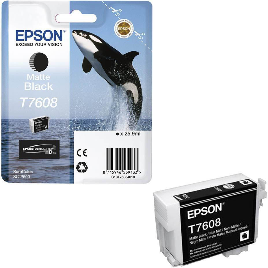 Original Epson T7608 Matte Black Ink Cartridge (C13T76084010) Killer Whale