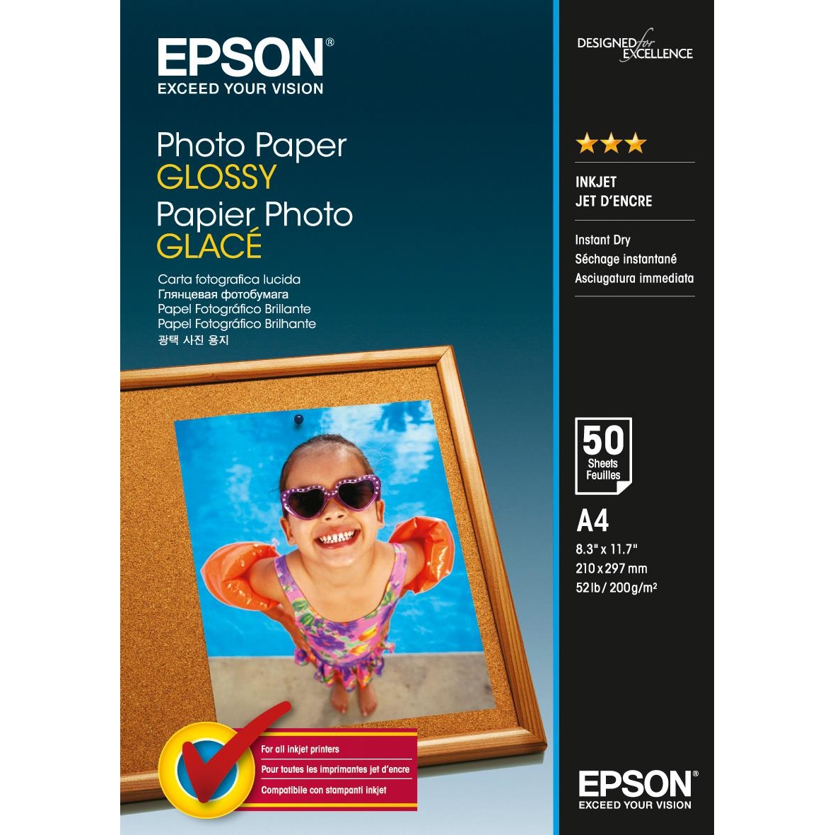 Original Epson S042539 200gsm A4 Photo Paper - 50 Sheets (C13S042539)