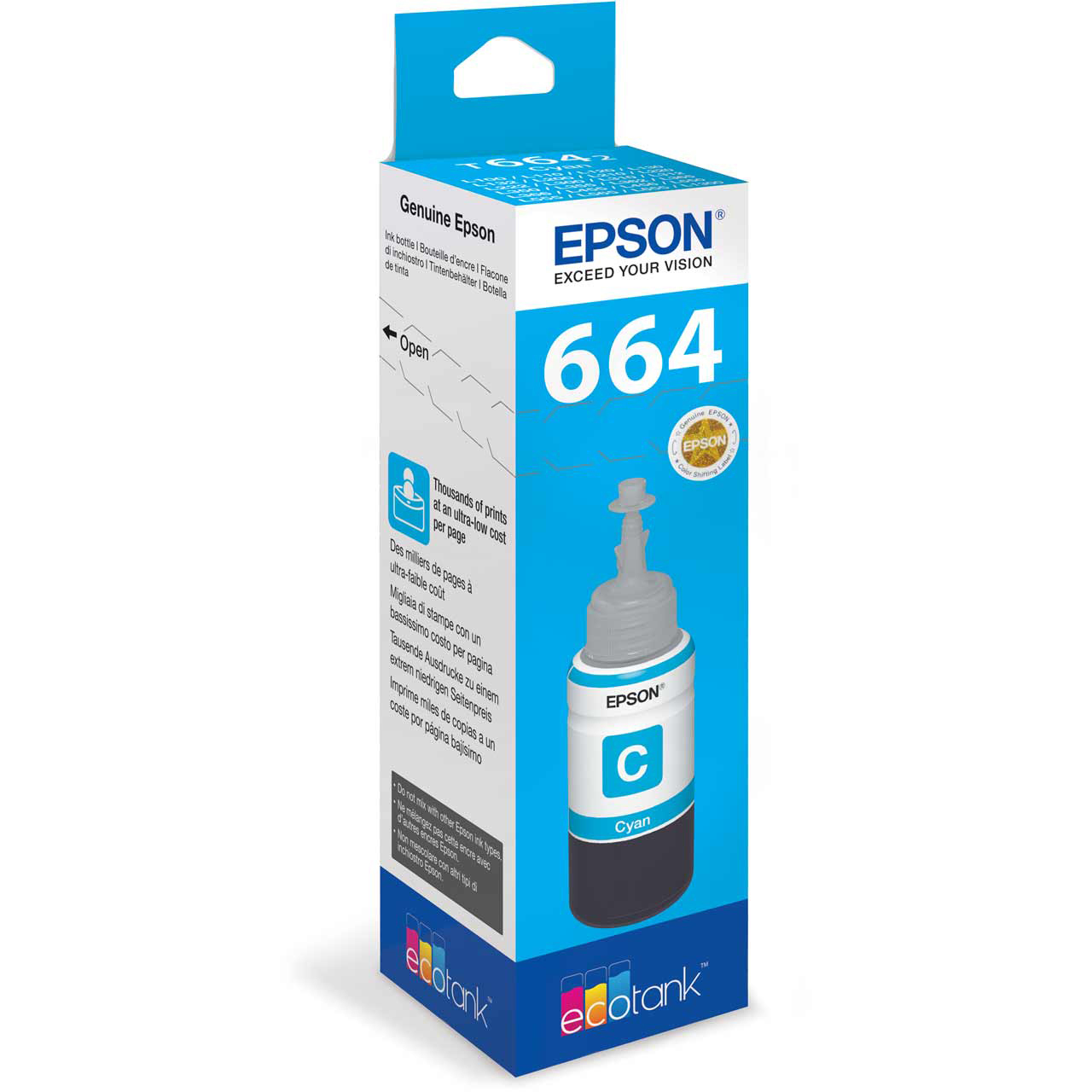 Original Epson 664 Cyan Ink Bottle (C13T664240)