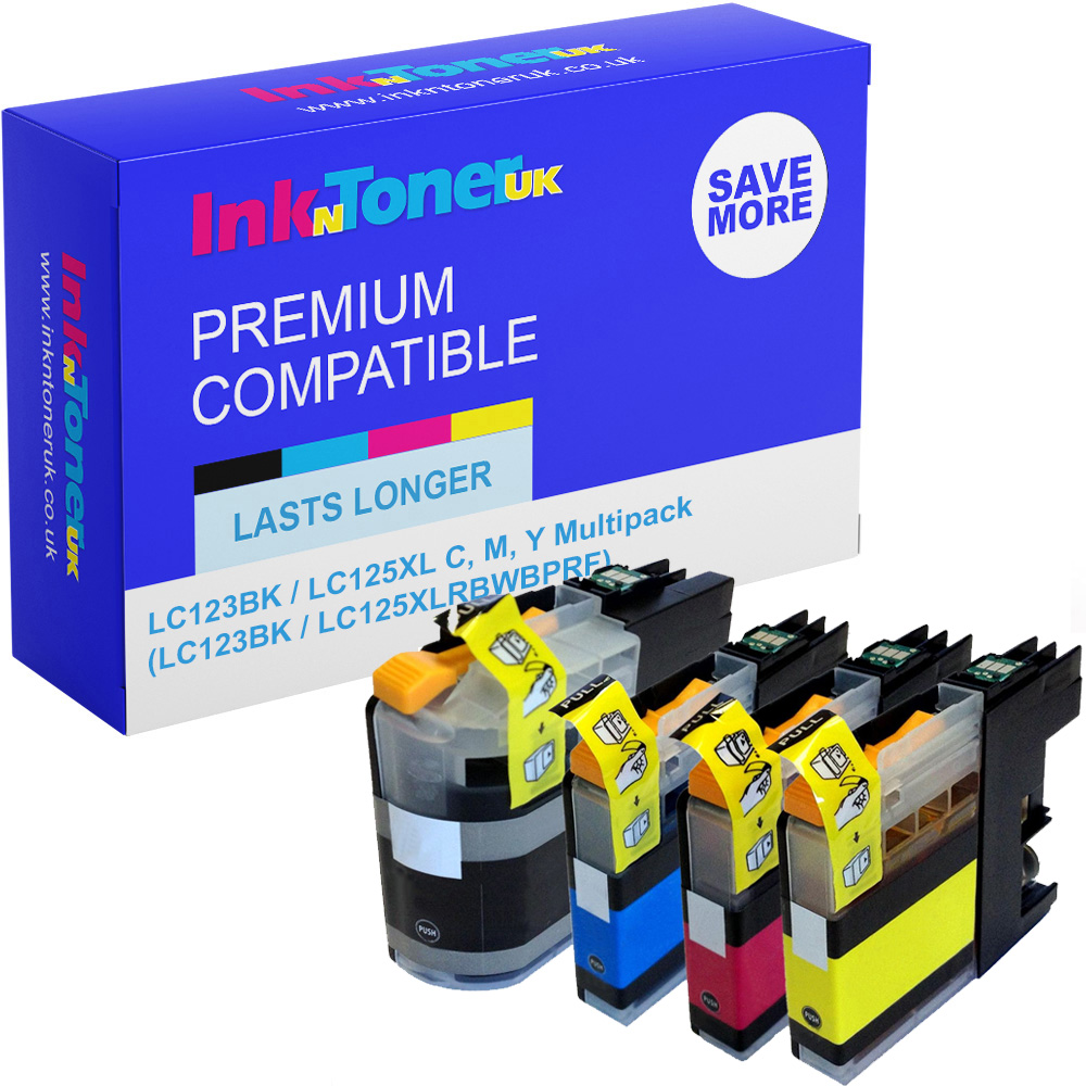 Premium Compatible Brother LC123BK / LC125XL C, M, Y Multipack Ink Cartridges (LC123BK / LC125XLRBWBPRF)
