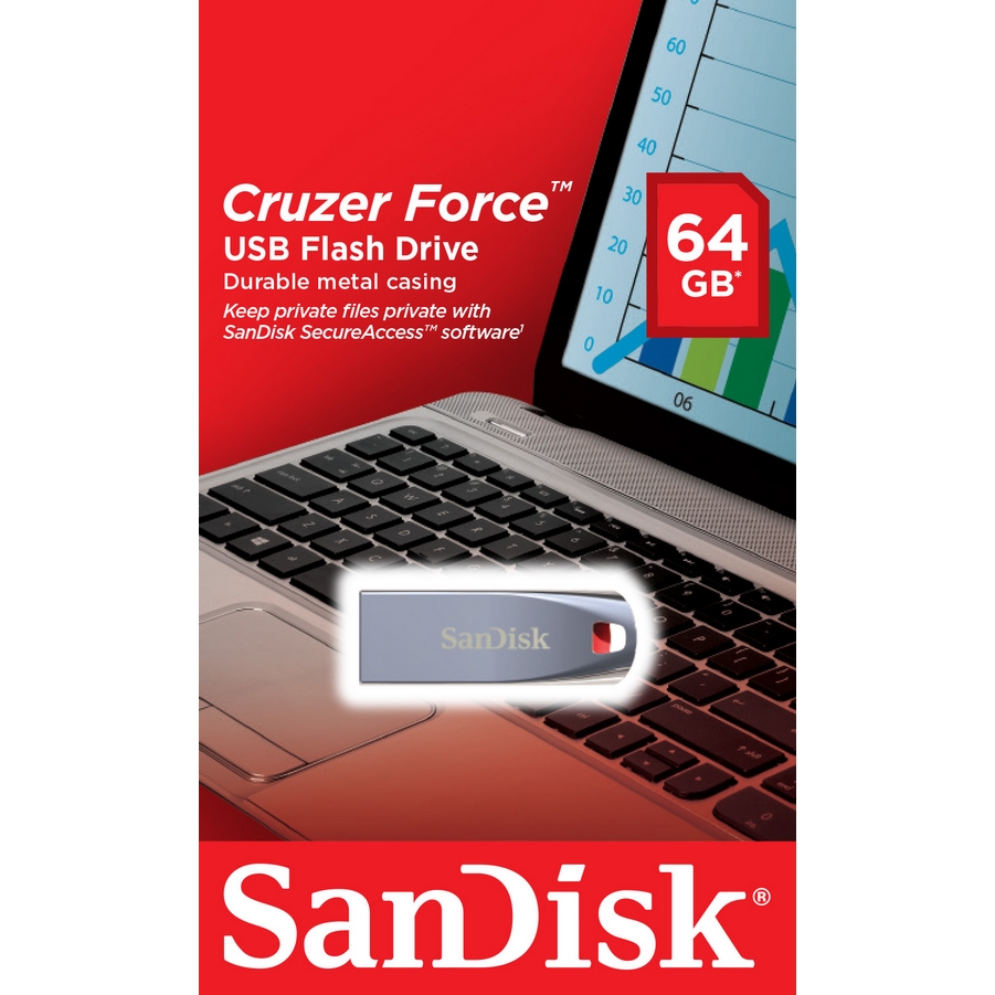 Original SanDisk Cruzer Force 64GB USB 2.0 Flash Drive (SDCZ71-064G-B35)