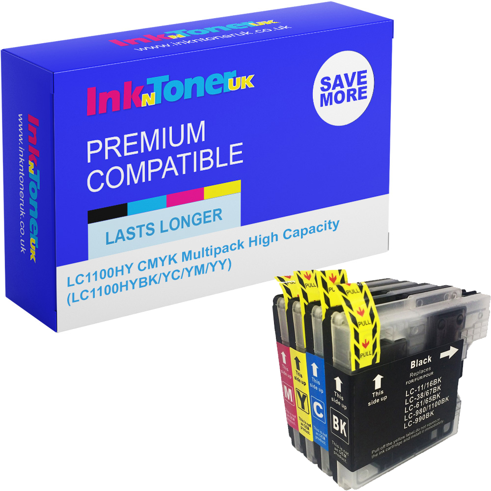 Premium Compatible Brother LC1100HY CMYK Multipack High Capacity Ink Cartridges (LC1100HYBK/YC/YM/YY)