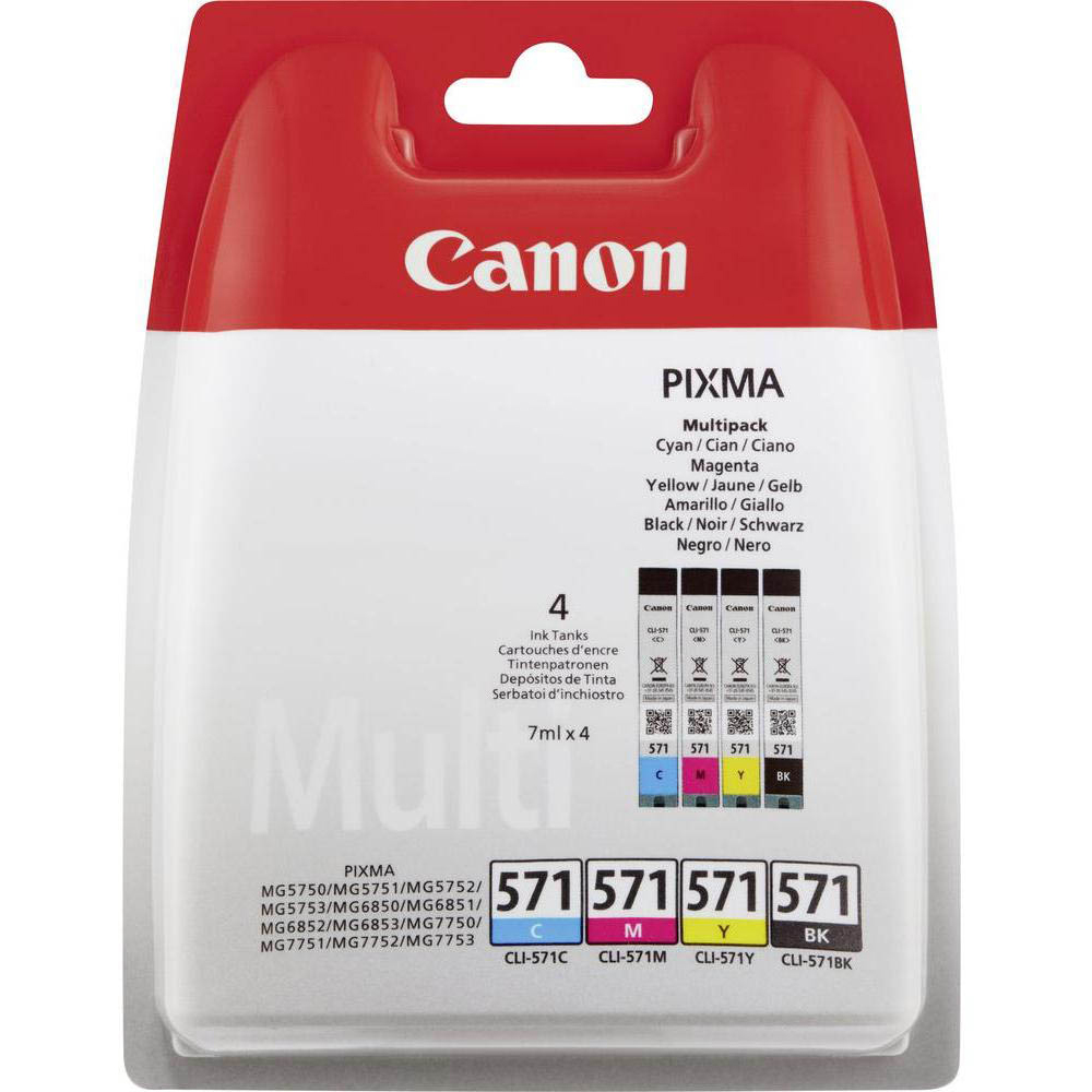 Original Canon CLI-571 CMYK Multipack Ink Cartridges (0386C005)