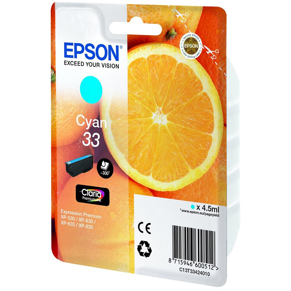 Original Epson 33 Cyan Ink Cartridge (C13T33424010) T3342 Oranges