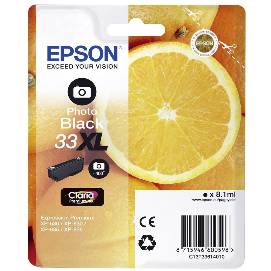Original Epson 33XL Photo Black High Capacity Ink Cartridge (C13T33614010) T3361 Oranges