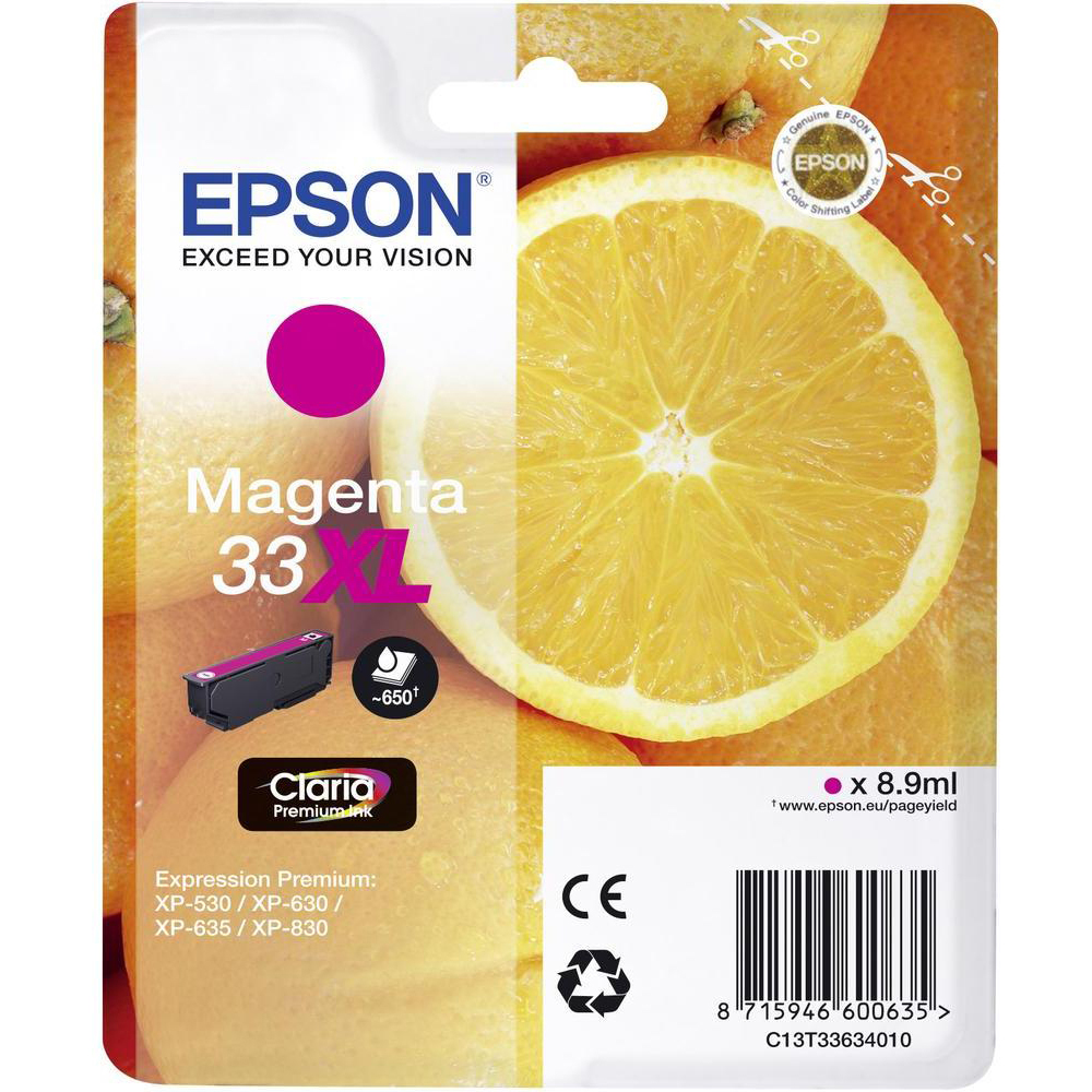 Original Epson 33XL Magenta High Capacity Ink Cartridge (C13T33634010) T3363 Oranges