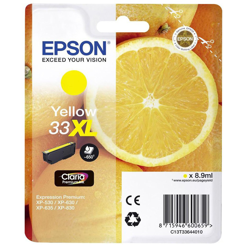 Original Epson 33XL Yellow High Capacity Ink Cartridge (C13T33644010) T3364 Oranges