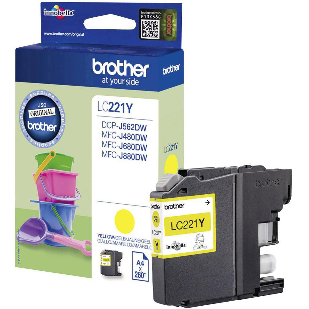 Original Brother LC221Y Yellow Ink Cartridge (LC221Y)