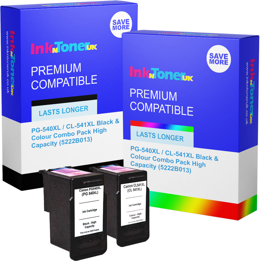 Premium Remanufactured Canon PG-540XL / CL-541XL Black & Colour Combo Pack High Capacity Ink Cartridges (5222B013)
