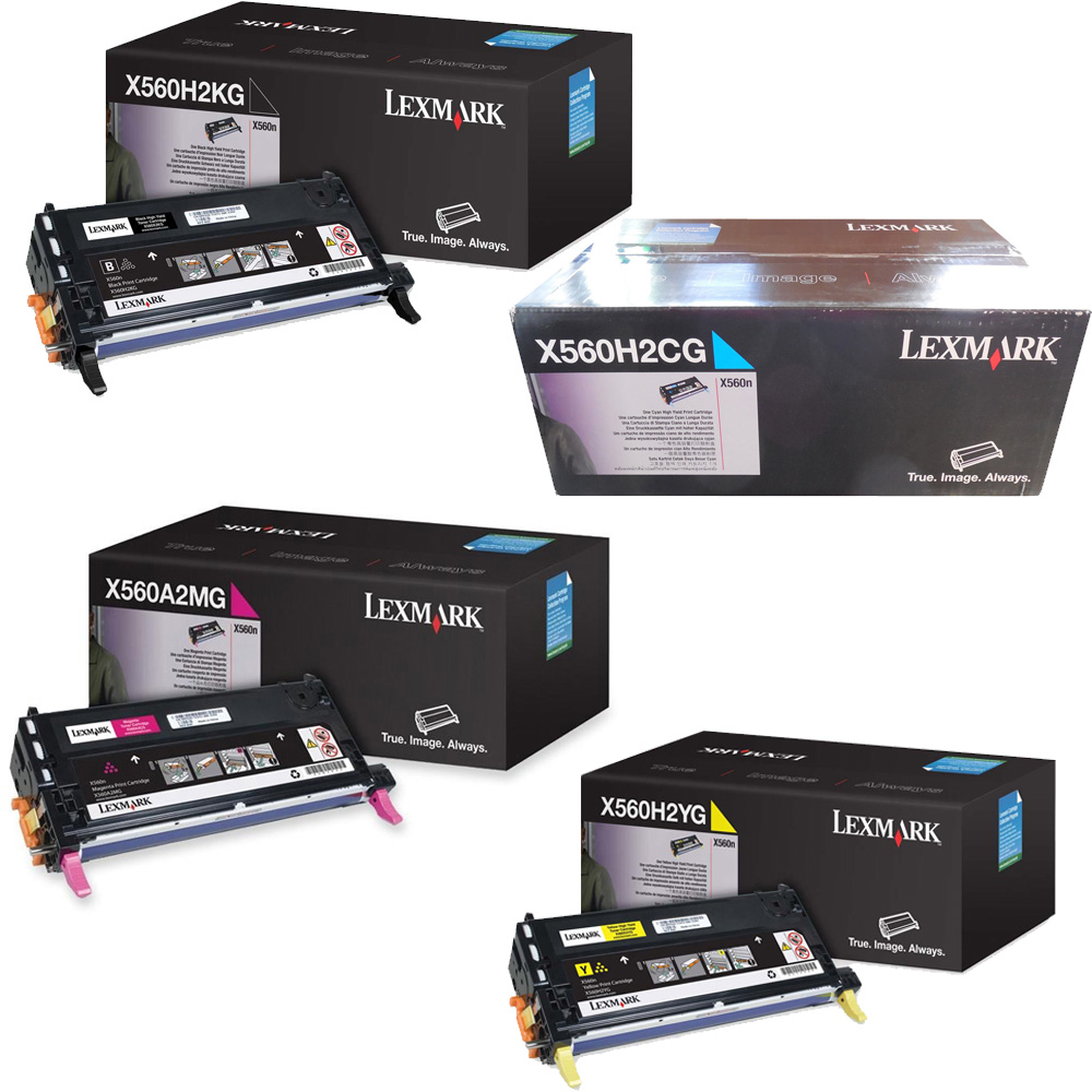 Original Lexmark X560H2 CMYK Multipack High Capacity Toner Cartridges (X560H2KG/ X560H2CG/ X560H2MG/ X560H2YG)