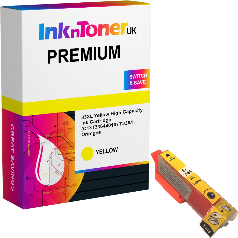 Premium Compatible Epson 33XL Yellow High Capacity Ink Cartridge (C13T33644010) T3364 Oranges