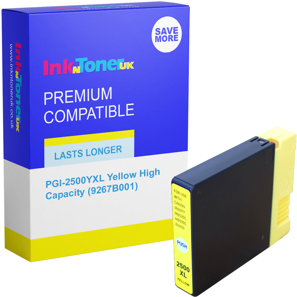 Premium Compatible Canon PGI-2500YXL Yellow High Capacity Ink Cartridge (9267B001)