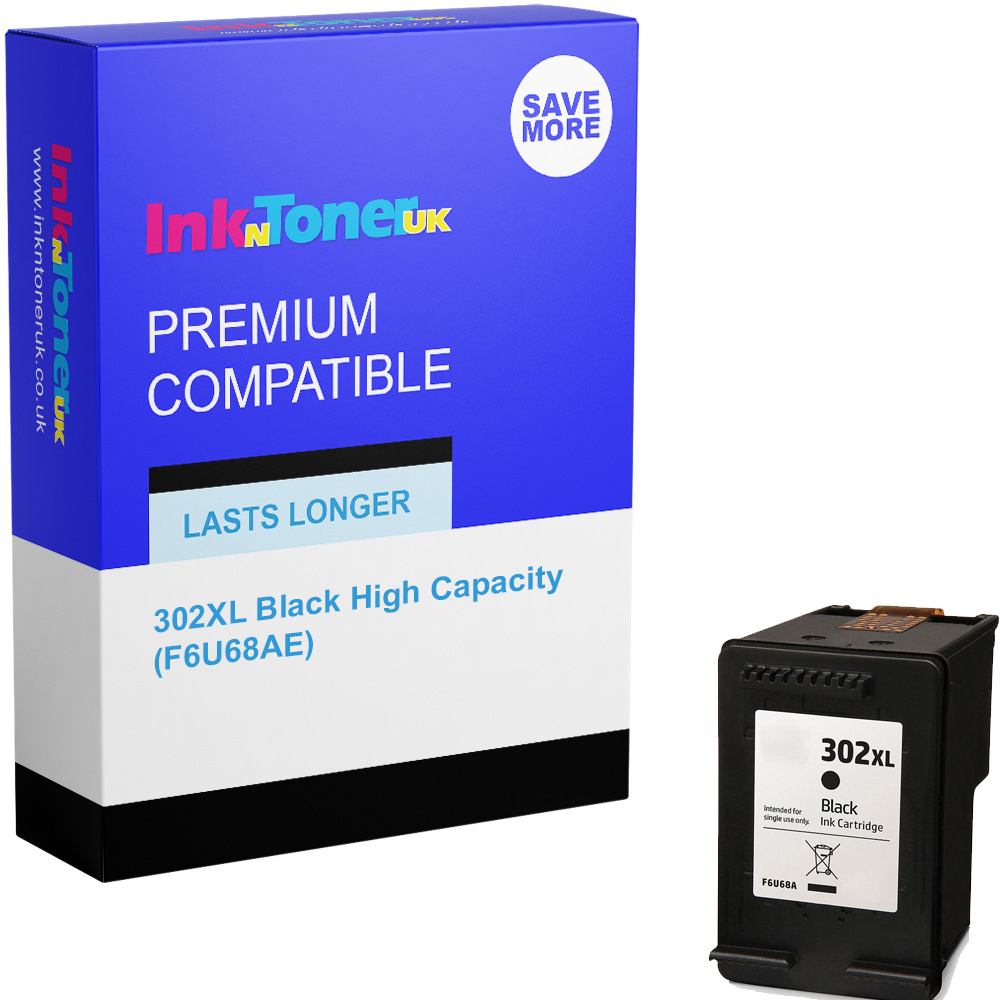 Premium Remanufactured HP 302XL Black High Capacity Ink Cartridge (F6U68AE)