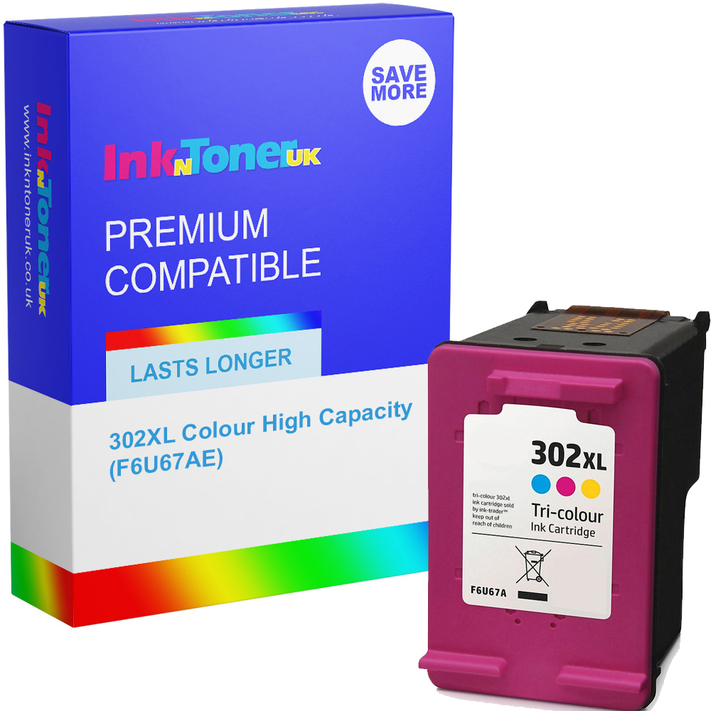 Premium Remanufactured HP 302XL Colour High Capacity Ink Cartridge (F6U67AE)