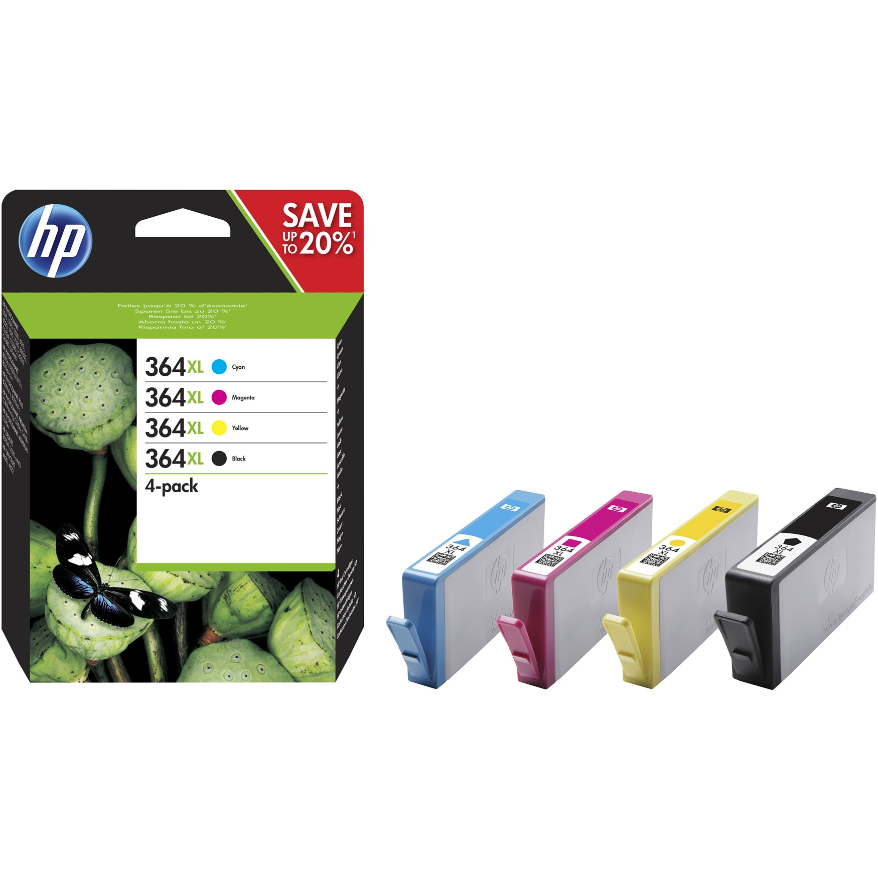 Original HP 364XL CMYK Multipack High Capacity Ink Cartridges (N9J74AE)