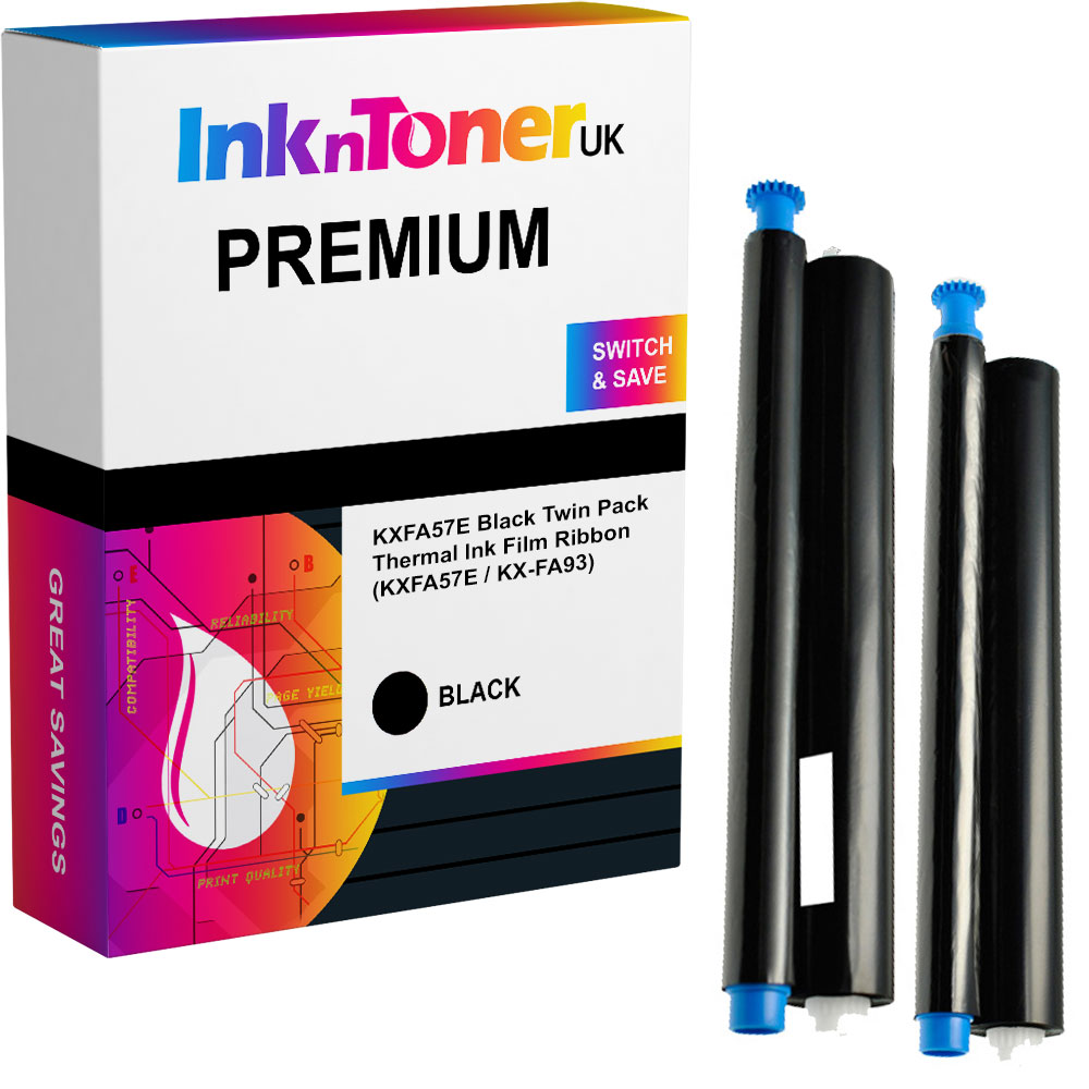 Premium Compatible Panasonic KXFA57E Black Twin Pack Thermal Ink Film Ribbon (KXFA57E / KX-FA93)