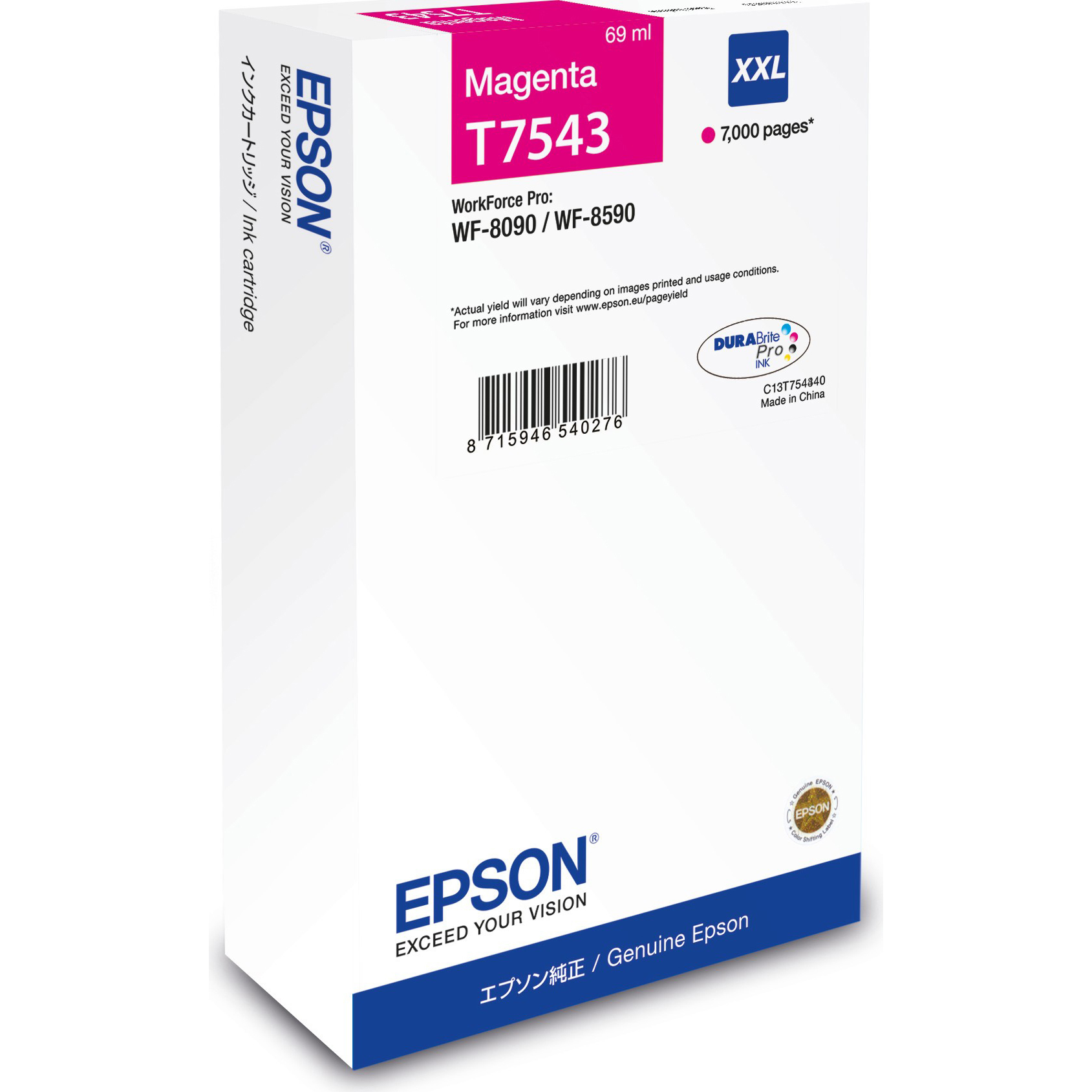 Original Epson T7543XXL Magenta Extra High Capacity Ink Cartridge (C13T754340)