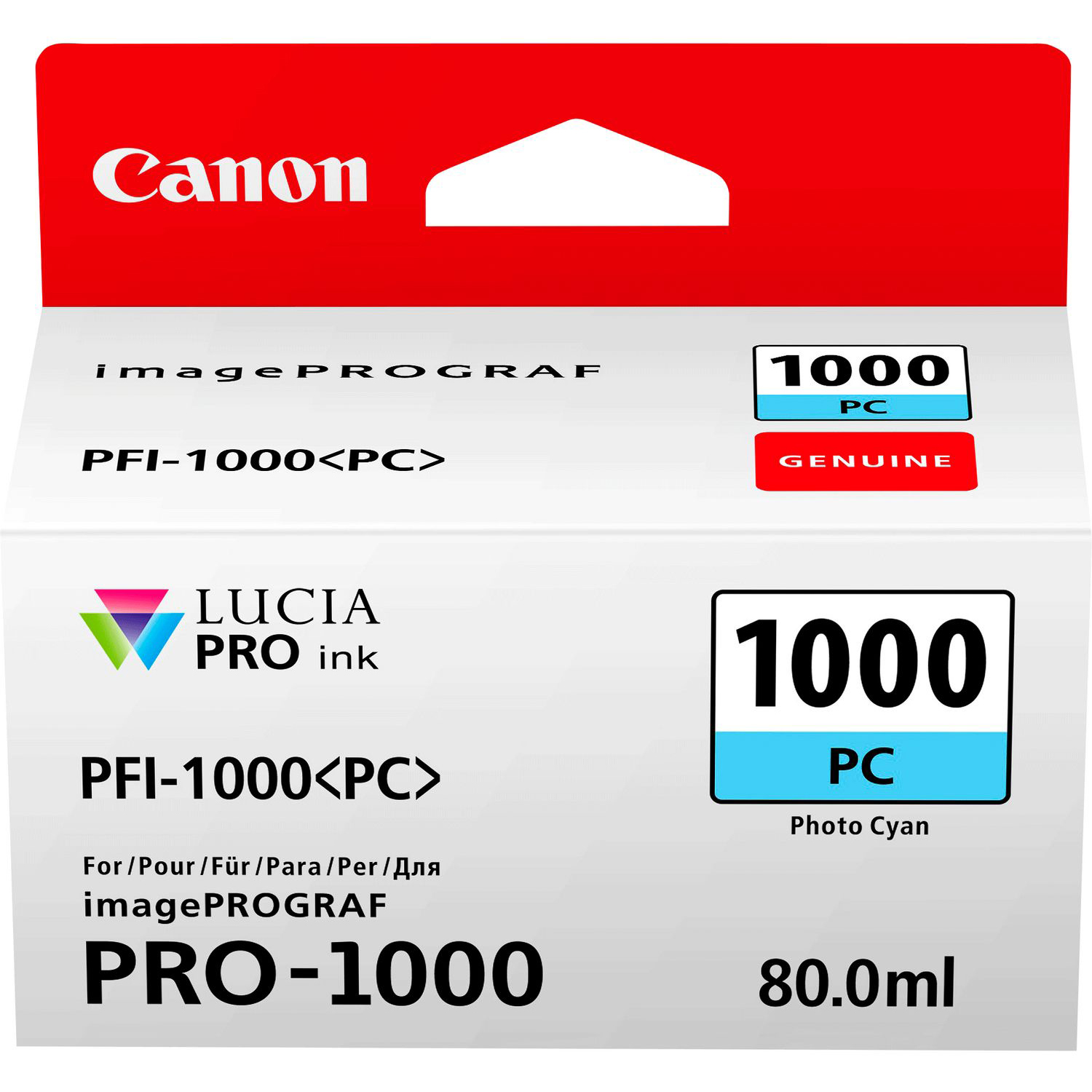 Original Canon PFI-1000PC Photo Cyan Ink Cartridge (0550C001AA)