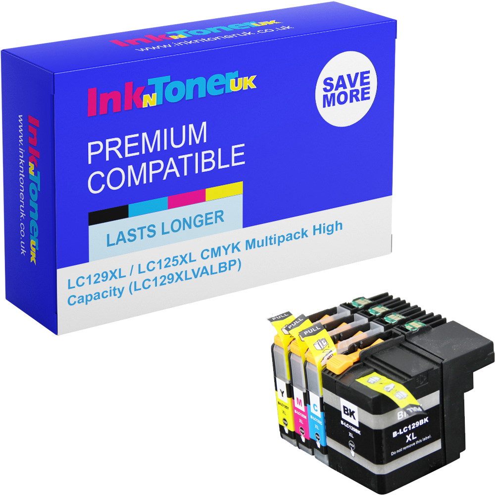 Premium Compatible Brother LC129XL / LC125XL CMYK Multipack High Capacity Ink Cartridges (LC129XLVALBP)
