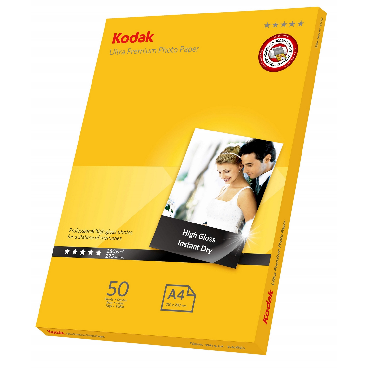Original Kodak 280gsm Ultra Premium A4 Gloss Photo Paper - 50 Sheets (5740-086)