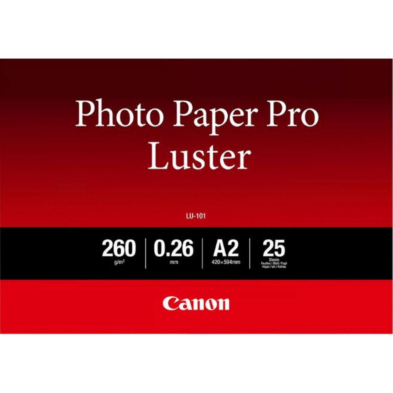 Original Canon Photo Paper Pro LU-101 A2 Luster Paper - 25 Sheets (6211B026)