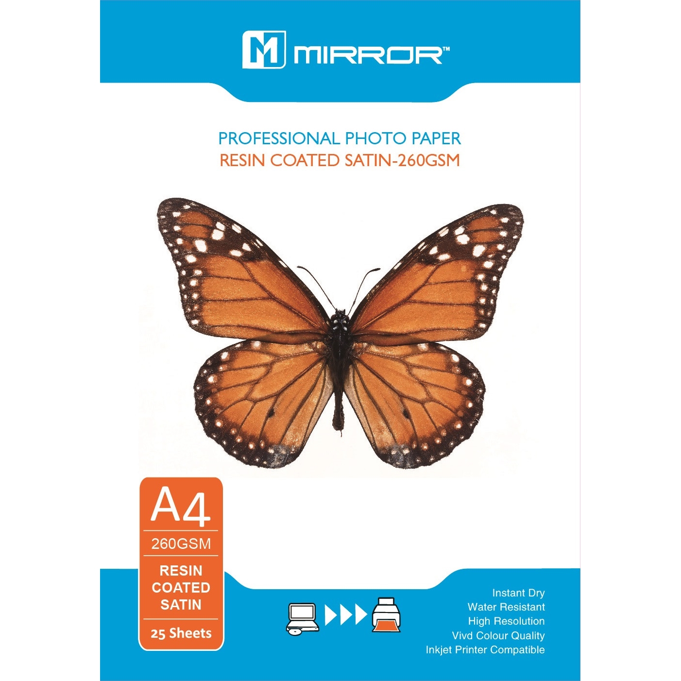 Original Mirror 260gsm A4 Satin Resin Coated Paper - 25 Sheets (MP260SAECO)
